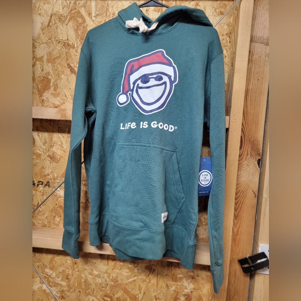 Life‎ Is Good NWR Men's Festive Green Christmas Hoodie Size Medium